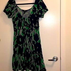 BCBG green and blue jersey dress